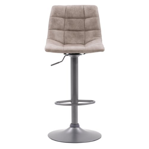 CorLiving - Palmer Adjutable Square Tufted Barstool (set of 2) - Light Grey-Front_Standard 