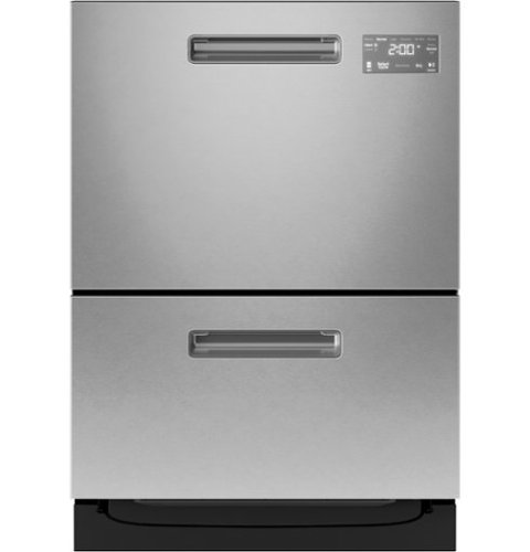 GE Profile - 24" Front Control Smart Built-In Double Drawer Dishwasher with Microban Antimicrobial Protection - Stainless Steel-Front_Standard 