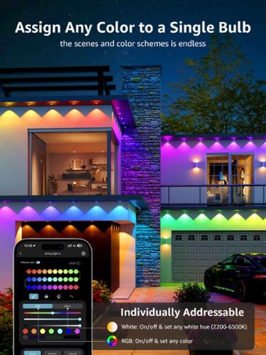 Matosio Luxy Smart LED Exterior Impermeable 30 Metros IP67, Luces LED Conectadas Para Alero WIFI Y Bluetooth Luces, Exterior RGBIC, Funciona Con Alexa, Google Assistant, 16M Colores