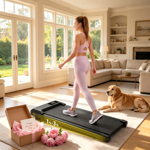 Mother's Day Gift - Redliro Walking Pad Treadmill with Incline, Portable Under Desk Treadmill for Home Office - Black-Front_Standard 