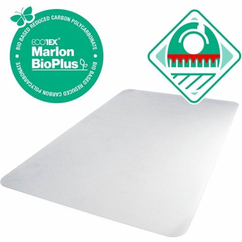 Floortex - BioPlus Eco Friendly Carbon Neutral Chair Mat for Low / Medium Pile Carpets up to 1/2" thick - 35" x 47" - Clear-Front_Standard 