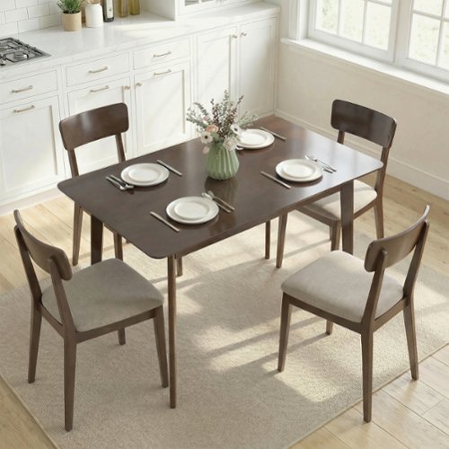 Homcom - Rectangle Dining Table for 4 - Dark Mahogany-Front_Standard 