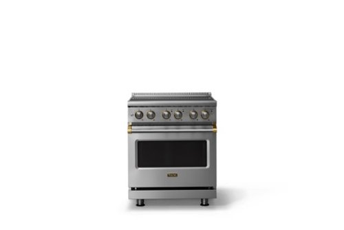 Viking - 30 in. Wide 4 Elements Pro 5 Series 4.7 Cu.Ft. Freestanding Electric Convection Range-/Brushed Brass Trim - Stainless Steel