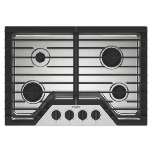 Front. Whirlpool - 30" Built-In Gas Cooktop with SpeedHeat Burner - Stainless Steel.