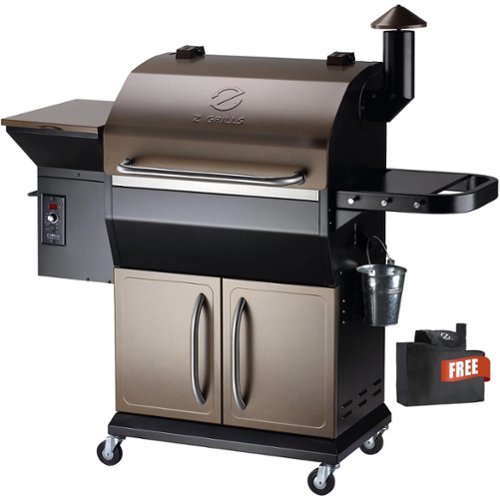 Z GRILLS - BBQ Legend 1056 sq. in. Pellet Grill and Smoker with Storage Cabinet, Grill Cover - Bronze-Front_Standard 