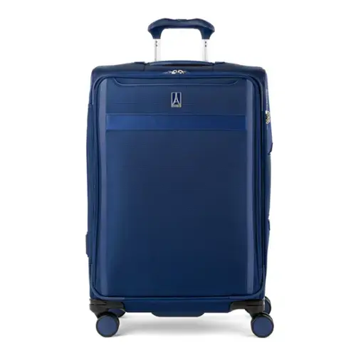 Front. Travelpro - Travelpro Versapack + Lightweight Softside Expandable 25" Checked Spinner - Estate Blue.
