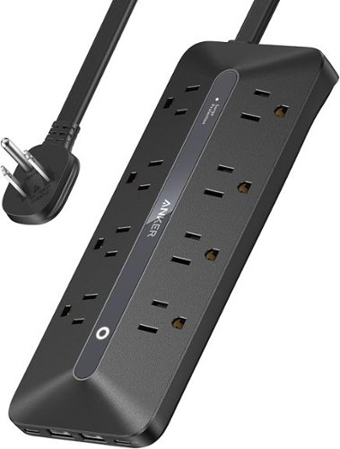 Anker - Flat Plug Power Strip - Black-Front_Standard 