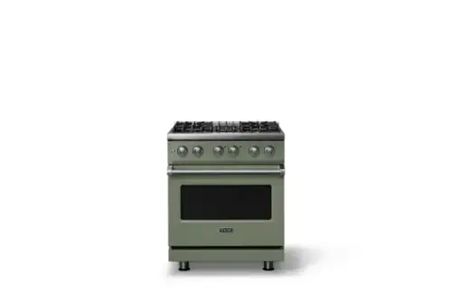 Front. Viking - 30 in. Wide 4 Burner Pro 5 Series 4.7 Cu. Ft. Freestanding Sealed Dual Fuel Convection Range - Eucalyptus - Eucalyptus.