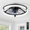 Breezary - 20-Inch Caged KD Ceiling Fan with LED Light, Remote Control, 6-Speed Quiet DC Motor, Flush Mount Low Profile Design - Matte Black-Front_Standard