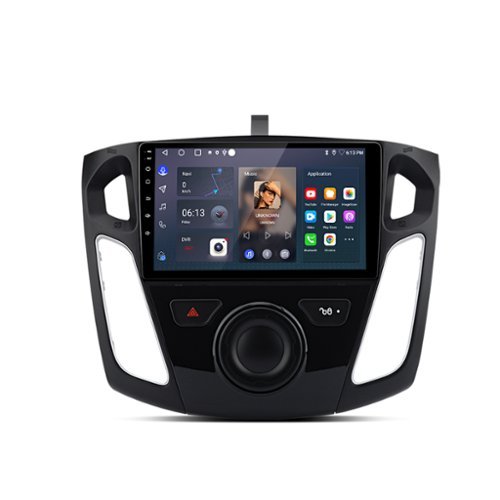 Junsun - 9" 2011-2019 2+64GB carplay Android 14 Car Stereo Radio GPS Navi WIFI RDS DSP SWC FM BT For Ford Focus 2011-2019 - Black-Front_Standard 
