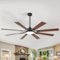 Breezary - 72'' Ceiling Fan with 8 Plywood Blades, 3-Color Light, 6-Speed DC Motor, 6"/20" Downrods, Remote with Timer - Matte Black and Dark Wood Grain-Front_Standard