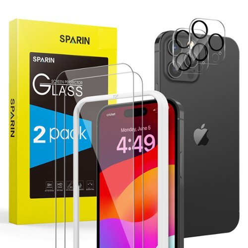 SPARIN - [2+2 Pack] HD Screen Protector for iPhone 15 Pro Max 6.7-Inch + Lens Protector, 9H Hardness Case Friendly Tempered Glass - Clear