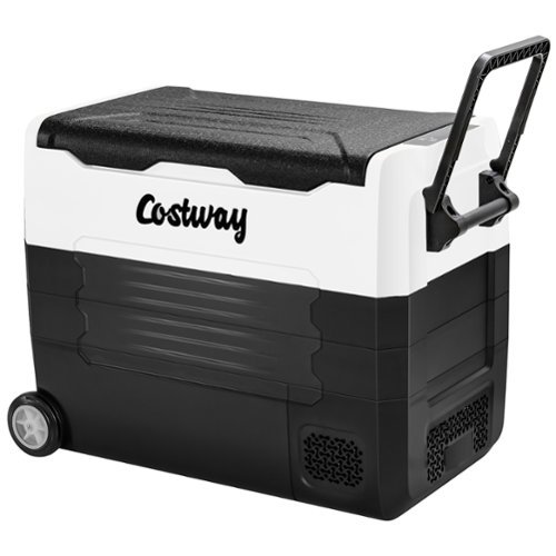 Costway - 58 Quarts Car Refrigerator Portable RV Freezer Dual Zone w/ Wheel - Black