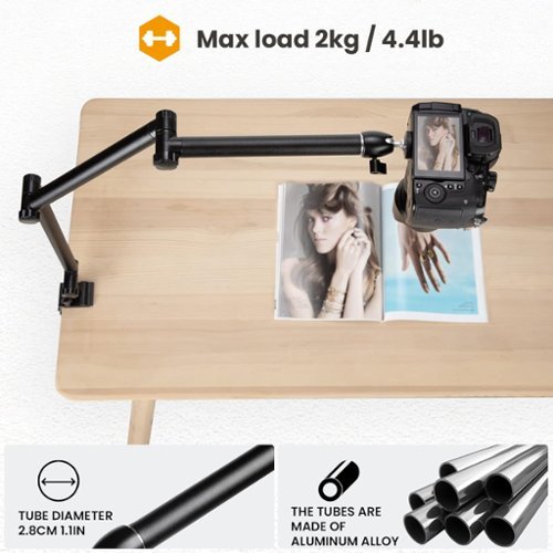 TARION Light Stand, 35-63cm Adjustable Metal Table Mount Lighting