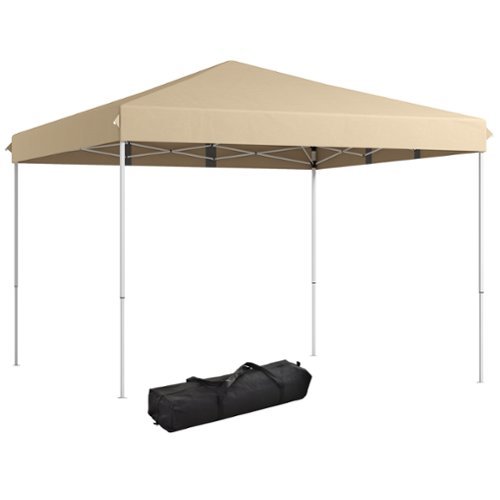 Outsunny - 13' x 13' Pop Up Canopy Tent, Instant Sun Shelter, Tents for Parties, Height Adjustable for Outdoor - Beige-Front_Standard 