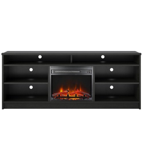 Ameriwood Home - Hendrix 65" TV Stand with Electric Fireplace - Black Oak-Front_Standard 