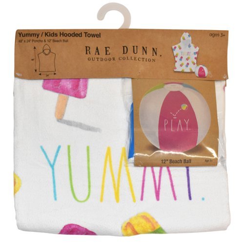 Salus Brands, LLC Rae Dunn: Yummy Kids Hooded Towel & 12 Beach Ball - Popsicle 48x 24 Poncho, Cotton Terry Beach Cover Up, Toddler 3+ HOW TO BUY