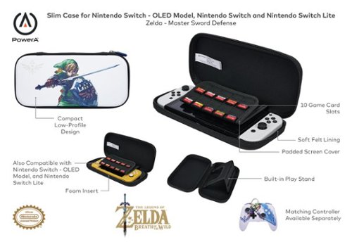 PowerA Slim Case for Nintendo Switch - OLED Model, Nintendo Switch or Nintendo Switch Lite - Master Sword Defense WORLDWIDE DELIVERY
