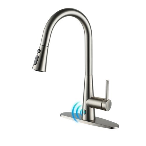 3-Spray Patterns Single Handle Touchless Pull Down Sprayer Kitchen Faucet with Deckplate Included-Front_Standard 