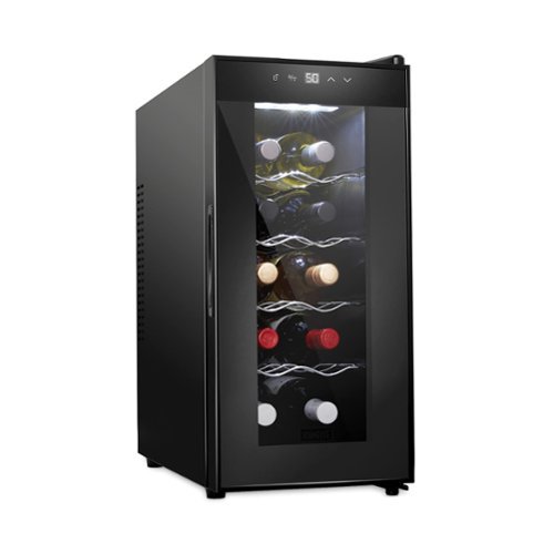 Schmecke - 10 Bottle Thermoelectric Wine Cooler, Quiet Freestanding Wine Fridge - Black-Front_Standard 