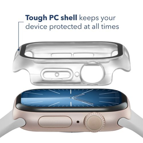 Insignia™ Bumper with Glass Screen Protector for Apple Watch 42mm - Black and Clear HOW TO BUY