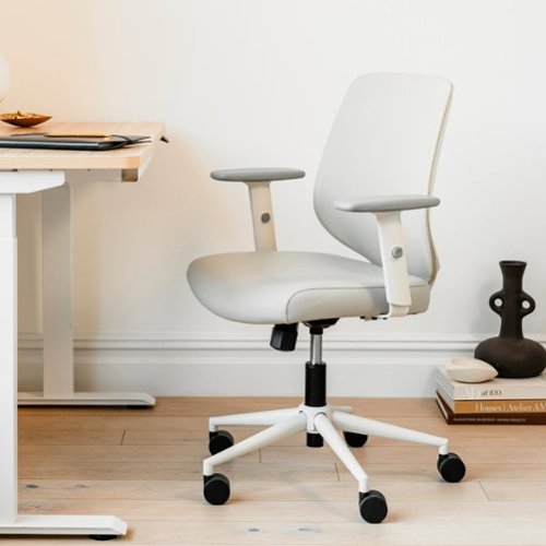 Branch Furniture Daily Chair – Office Chair with Swivel, Lumbar Support,  Adjustable Arms, Sustainable Comfortable Seating Limestone Vegan - Main Image