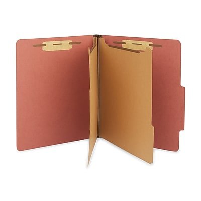 Staples - Recycled Pressboard Classification Folder, 2-Dividers, 2 1/2" Expansion, Letter Size, Brick 20/Box - Red