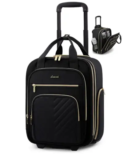 Front. Fabibe - Underseat Carry On Luggage With Wheels Lightweight Stylish Under Seat Soft Sided Small Personal Item Suitcase - Black Underseat 16 inch.