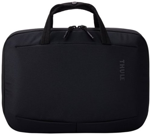 Thule - Terra Recycled Material Attaché Briefcase for 14” Apple MacBook Pro, 13” Apple MacBook Pro & PCs & Laptops - Black-Front_Standard 