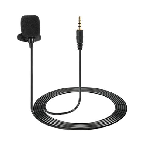 Unique Bargains - Lavalier Lapel Microphone 3.5mm Straight Stereo 4-Pole Condenser Mic 1.5m Wired Unidirectional - Black-Front_Standard 