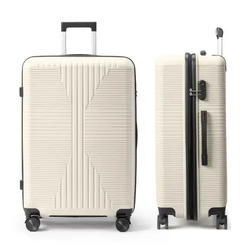 Front. Winado - 28" Hardshell Carry On Luggage with Spinner Wheels Lightweight PP Hardside Small Suitcase with Built-in Lock - White.