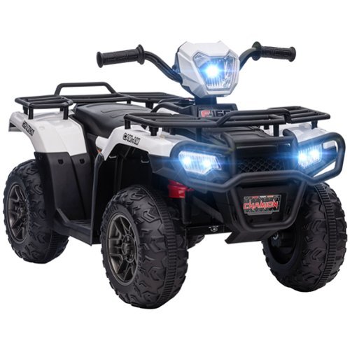 Aosom - 12V Ride on ATV for Kids, Electric 4 Wheeler 2.5MPH with Headlight, Music, MP3, Treaded Tires, for Toddler 3-5-Front_Standard 