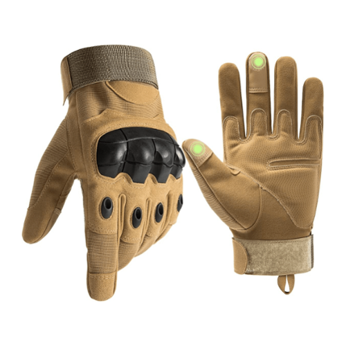 JupiterGear - Tactical Military Airsoft Gloves for Outdoor Sports, Paintball, and Motorcycling with Touchscreen Fingertip Capability - Tan-Front_Standard 