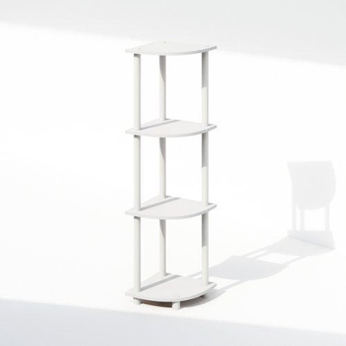 Furinno - Turn-N-Tube 4-Tier Multipurpose Corner Shelf, Display Shelf, White/White - White-Front_Standard 