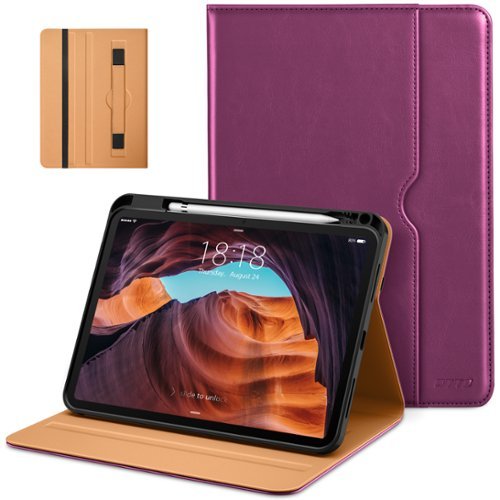 DTTO - Case for iPad 11th Gen 11" 2025 (A16) & 10th Gen 10.9" 2022, Leather Folio Cover with Pencil Holder & Auto Wake/Sleep - Purple-Front_Standard 