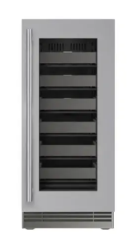 Front. U-Line - 15"W. 4.9 Cu.Ft. Built-In Wine Refrigerator-Stainless Steel Frame w. Glass - Stainless Steel.