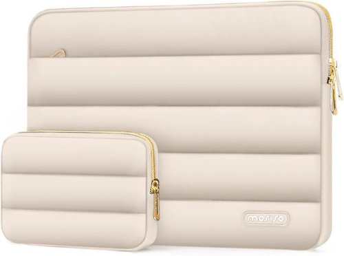 mosiso - Puffy Laptop Sleeve 17-17.3 inch for Dell XPS/HP Pavilion/Ideapad/Acer/Alienware/HP Omen Notebook - Sand-Front_Standard 