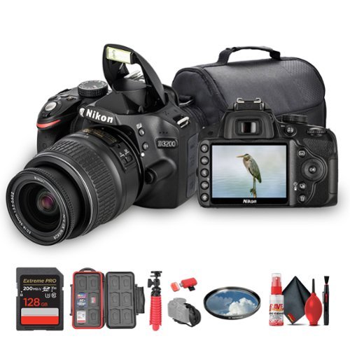 Nikon - D3200 DSLR Camera with 18-55mm VR Lens– 24.2MP, Full HD 1080p Video + More (Bundle) (International Model)-Front_Standard 