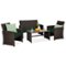 Best Choice Products - 4-Piece Outdoor Wicker Patio Conversation Furniture Set w/ Table, Cushions - Brown/Midnight Green-Front_Standard