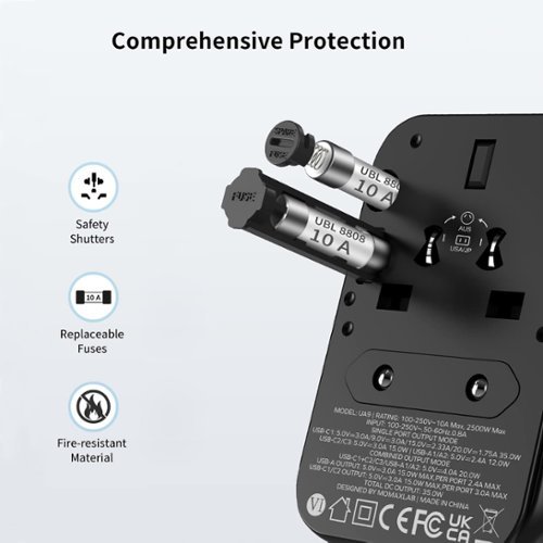 Momax 1-World 5-Port Travel Charger 35W - Titanium Gold BUY ONLINE