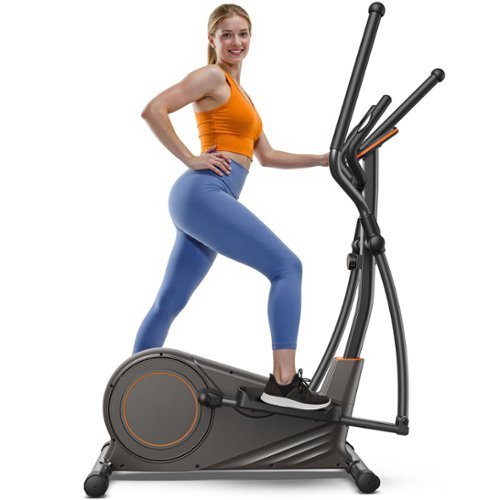 GlowWise - Magnetic Elliptical Machine for Home - 16 Resistance Levels, 20IN Stride, 500LBS Capacity, Ultra-Quiet Cardio Trainer - Brown-Front_Standard 