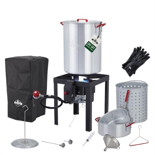 Hike Crew - 15-Piece 50,000 BTU Outdoor Propane Turkey Fryer Kit with Igniter, 30qt & 10qt Pots & More - Stainless Stee;-Front_Standard 