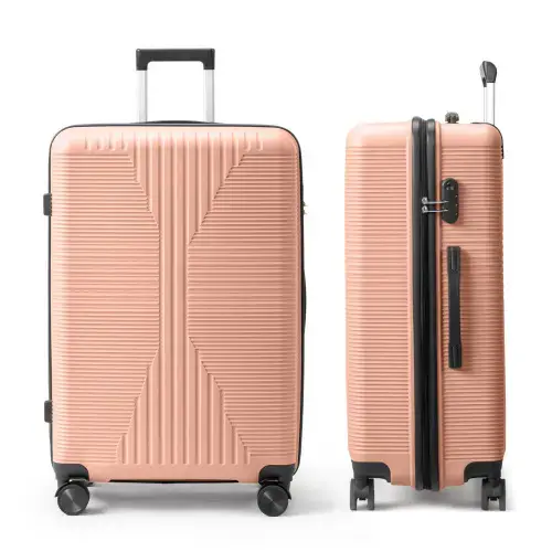 Front. Winado - 28" Hardshell Carry On Luggage with Spinner Wheels Lightweight PP Hardside Small Suitcase with Built-in Lock - Rose Gold.