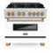 ZLINE - Autograph 36 in. Legacy Dual Fuel Range in Satin Steel w/ White & Bronze Accents (RASZ-WM-36-CB) - Stainless Steel-Front_Standard