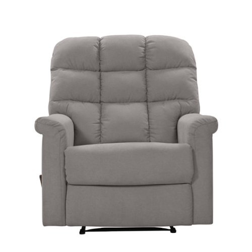 ProLounger - Cooper Tufted Back Extra Large Low-Pile Velour Wall Hugger Reclining Chair - Smoke Gray