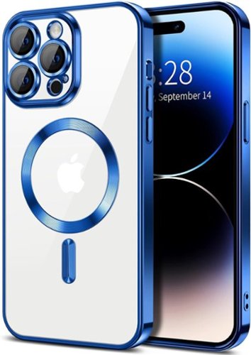 Entronix - Magnetic Case for iPhone 15 Pro - Clear Luxury Glossy Cover - Blue-Front_Standard 