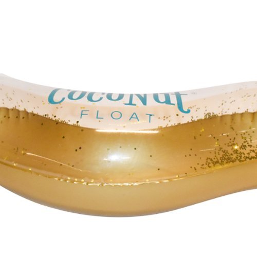 Salus Brands, LLC CocoNut Float: Gold Glitter Heart Pool Float - 48x40, Inflatable 48 Jumbo Ring, Anti-Leak, Durable, Water Accessory WORLDWIDE DELIVERY