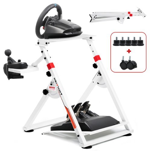 GTPlayer - Sim Racing Wheel Stand Simulator Cockpit Wheel Stand fit for Logitech G25 G27 G29 G920 G923 Thrustmaster T330TS - White