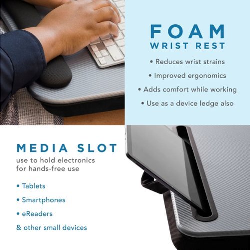 LapGear Smart-e Pro Memory Foam Lap Desk for 17.3 Laptop or Tablet - Silver Carbon HOW TO BUY