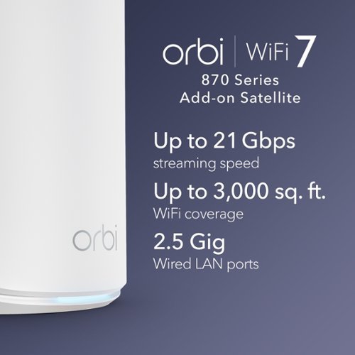 NETGEAR Orbi 870 Series BE21000 Tri-Band Mesh Wi-Fi 7 Satellite - White WORLDWIDE DELIVERY
